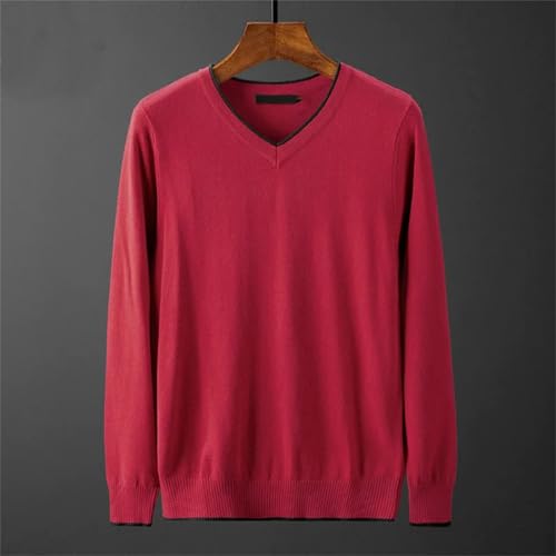 Men Fall Winter V Neck Sweater Pullover Classic Long Sleeves Slim Fit Knitting Pullover Black Sweater2