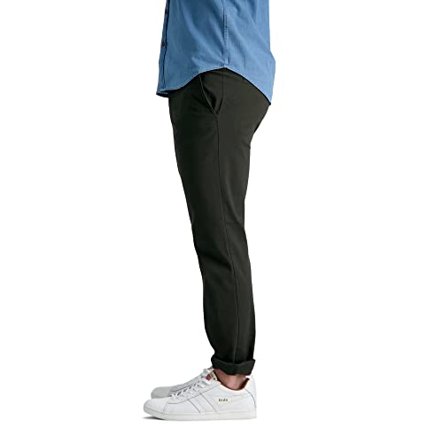 Haggar Men's Life Khaki Comfort Flat Front Straight Fit Chino Pant, Military Green #TOP1