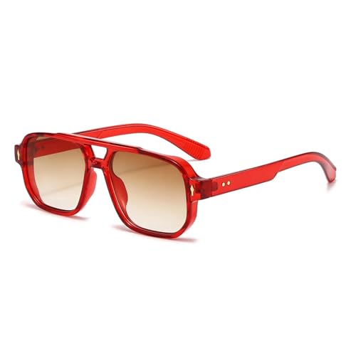 Lunettes de soleil double pont UV400 unisexes avec verres transparents et rivets style classique