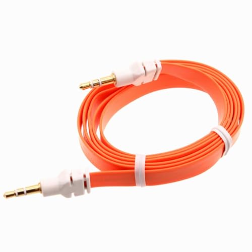 Cable auxiliar plano jack 3.5mm color naranja miniatura 1