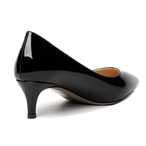 NUMALEO Women's Patent Kitten Solid 2 Inch Slip On Low Heel Pointed Toe Casual Night Club Pumps Shoes Black Size 7 - Tacones para Mujer4