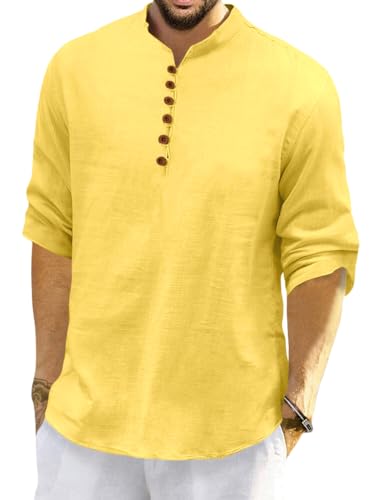 Image of FINIVO FASHION Men's Solid Cotton Blend Regular Fit Straight Kurta with Roll of Sleeve and Classic Collar, Pack of 1