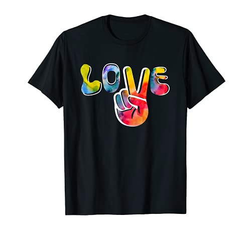 Love Peace Sign Rétro années Hippie Main Tie Teinture T-Shirt Cover