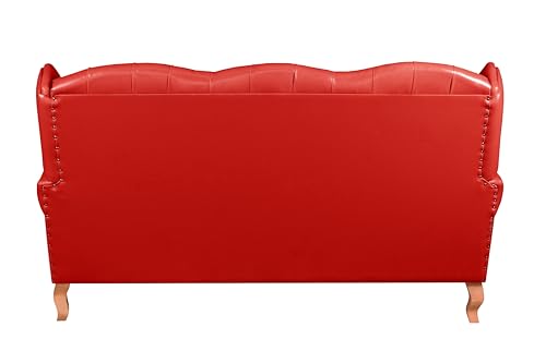 Bella Decor, Sofá Imperador 3 Lugares Capitonê Decoração Retrô Vintage, Couríssimo Vermelho 035