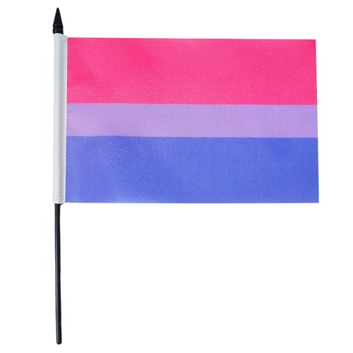 Drapeau de table bisexuel 21x14 cm en polyester résistant avec socle noir