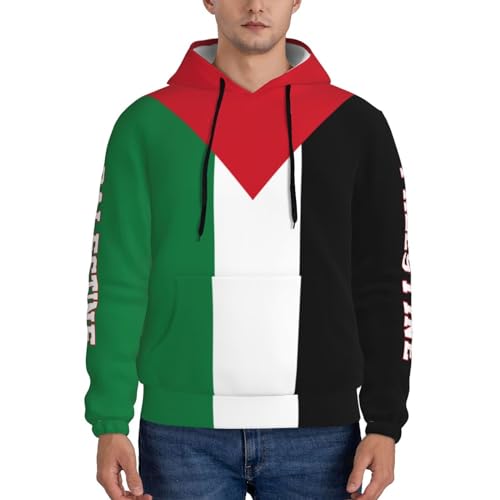 Palestine Flag Men Hoodies Sweatshirt Drawstring Pullover Pockets Outerwear Patriotic Soccer Fans Hood2