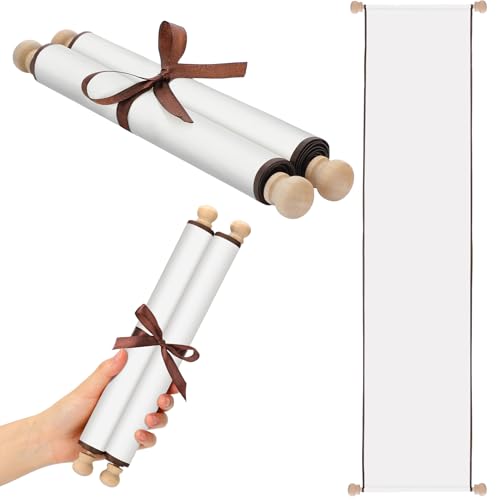 Epakh 1 Pcs Blank Scroll Paper with Wood Rods for Naughty or Nice List Writing Wedding Vows Drawing Cosplay Prop Renaissance Tabletop Role