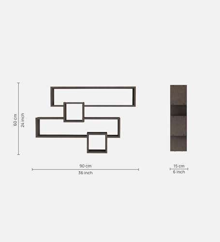 Image of Clay Multipurpose Modular Wall Racks /Shelves /Organiser /Decor Particle Board Wall Shelf (Number of Shelves - 4, Brown)