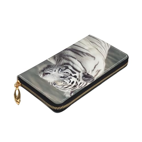 White Tiger Women Wallets Leather Zip Around Clutch Purses Waterproof Credit Card Holder With Phone Holder Ladies Travel Coin Purse3