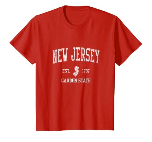 Retro New Jersey NJ Vintage Sports Design T-Shirt, Youth, Red, 3T