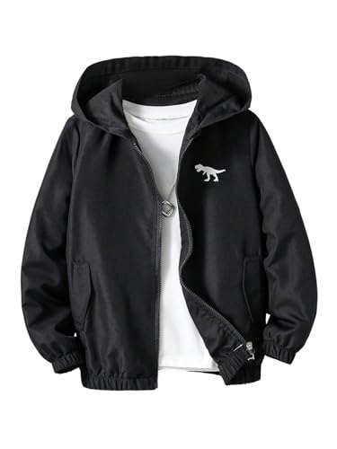 Floerns Boy's Graphic Zip Up Hooded Jackets Long Sleeve Light Jacket with Pocket