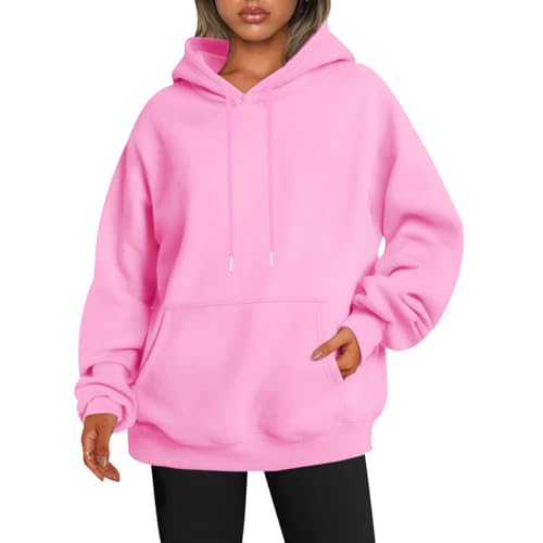 Damen Hoodie Kapuzenpullover Damen Kapuzenpulli Sweatshirt Damen Oversized Kapuzen Hoodie Damen Frauen Uni Basic Oversize Pullover Hoody Damen Kuschel Pulli Hoodies...