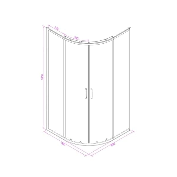 Gebogene Duschkabine 90x90 cm 4 mm siebgedrucktes weißes Glas | Venere – Bild 5