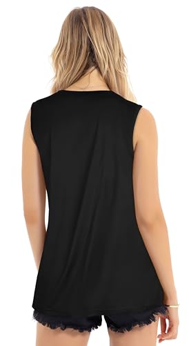 Image of Womens Tank Tops Summer Casual Sleeveless Top Loose Fit Basic Tunic Shirts