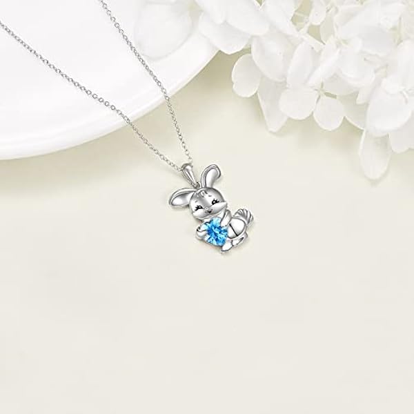 YAFEINI Collar con colgante de conejo, plata de ley 925, regalo para mujeres y niñas