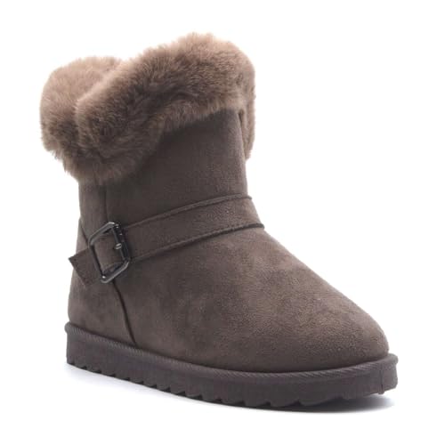 Jazamé Little Toddler Girls' Warm Fur Ankle Cuff Slip On Winter Dress Boots