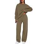 XIEERDUO Sweatsuits Women 2 Piece Outfit Two Piece Lounge Set Chocolate Brown Fall Clothes Casual Matching Sets Oversized Sweatshirts Airport Outfits Khaki S