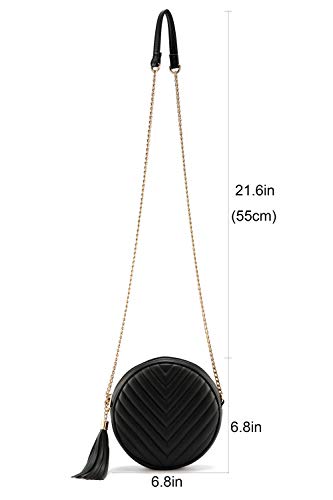 Ayliss Women Crossbody Shoulder Bag Circle Tassel Purse Clutch Evening Small PU leather Handbag Fashion Wallet With Chain2