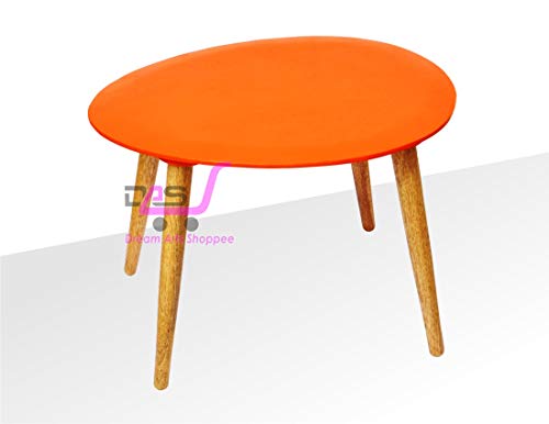 Image of Shoppee Foldable Oval Shaped Bed Side Table for Coffee Tea & Living Room Beauty Full Table (Medium, Orange)