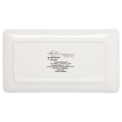 Image of Silver Buffalo Sanrio Hello Kitty and Friends Gudetama Lazy Egg Sigh Yellow Ceramic Sushi Set with Dipping Sauce Dish and Matching Chopsticks