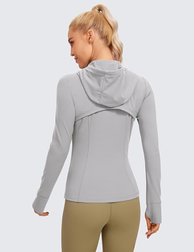 Image of CRZ YOGA Butterluxe Hoodie Jackets Hip Length | Extremely Soft, Athletic, Slim Fit, Full Zip, Back Mesh Vent, Side Zip Pockets, Thumb Holes, for Women