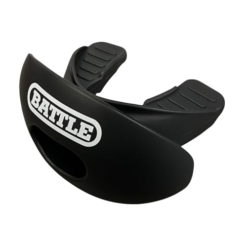 Battle Oxygen Lip Protector Mouthguard with Convertible Strap – Football and Sports Mouth Guard – Maximum Oxygen Supply – Mouthpiece Fits With or Without Braces – Impact Shield Covers Lips and Teeth