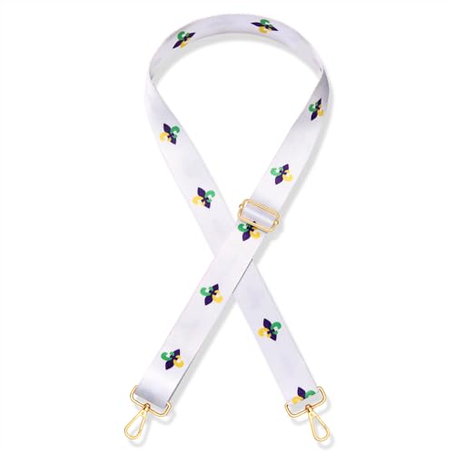 Image of Mardi Gras Purse Strap Replacement Mask Fleur De Lis Purse Strap Purple Crossbody Bag Strap Parade Party Favors