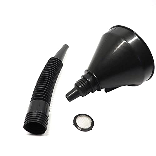 Wudaizhi Embudo de combustible negro directo, embudo de filtro de gasolina de plástico para coche, boquilla flexible para embudo de tanque de agua de aceite