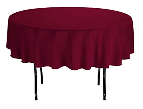 TEKTRUM 70 INCH ROUND POLYESTER TABLECLOTH - THICK/HEAVY DUTY/DURABLE FABRIC - BURGUNDY COLOR