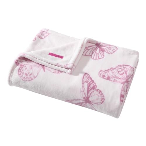 Image of Betsey Johnson - Blanket, Buttery-Soft Throw Blanket for Couch or Bed, Boldly Plush & Oversized Bedding (Malachite Butterfly Pink, 50 inch x 70 inch)