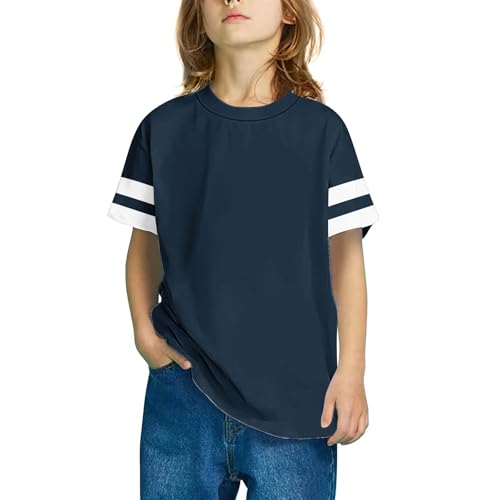 Kids Girls T Shirts Casual Striped Short Sleeve Crewneck Summer Tees 3-14 Years Cute Athletic Basic Blouse Loose Fit2