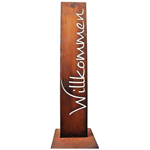 Rostikal | Willkommen Schild | Garten Stele | Edelrost...