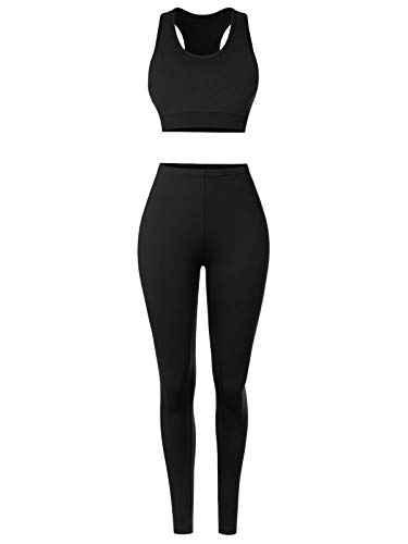 MixMatchy Women's Two Piece Gym Yoga Racerback Sports Bra with Slim Fit Legging