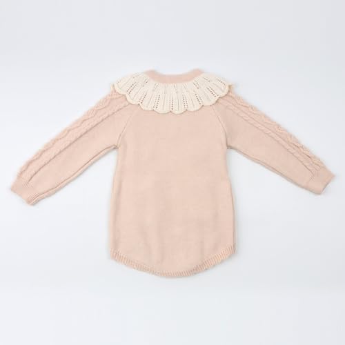 HOOLCHEAN Baby Girl Ruffle Collar Knit Romper Long Sleeve Handcrafted Flower Jumpsuit2