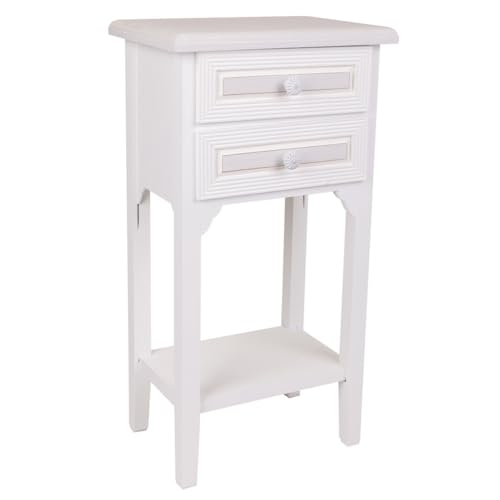 WANDERLUST DECO MESITA TELEFONERA DE Madera DE 2 CAJONES Blanco 37x26.5x69.5 h cm