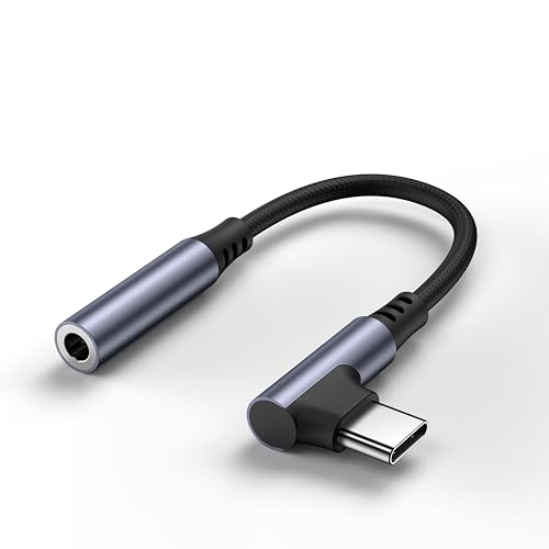 Image of Meliya USB-C to 3.5mm Headphone Jack Right Angle Adapter - Type-C to Aux Digital Audio Dongle with Hi-Res DAC Chip, Compatible with iPhone 17 /16 /15 Series, Samsung, Google Pixel & USB-C Devices 1 pack