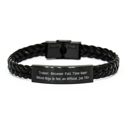 Trainer Gifts For Colleagues, Trainer. Because Full Time, Cool Trainer Braided Leather Bracelet, Engraved Bracelet From Friends, Jewelry, Fashion, Accessories, Style