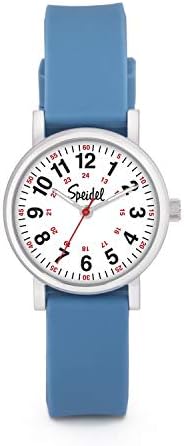 Speidel Scrub Petite Watch Made for Doctors, Nurses, EMT, Surgeons and Students w/Red Second Hand in Blue