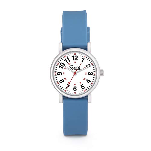 Speidel Scrub Petite Watch Made For Doctors, Nurses, Emt, Surgeons And Students W/Red Second Hand In Blue #TOP2