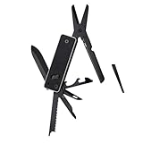 Roxon KS2E NOIR BLANC EDGE - Navaja multifuncional con tijeras grandes, mango de G10 y clip de bolsillo. 13 funciones en 1 herramienta, ideal para camping, senderismo, emergencias y uso diario