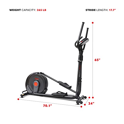 Image of Sunny Health & Fitness Elliptical Silent Exercise Machine with Long Stride | Elliptical Training with Pulse Sensor, Adjustable Resistance, Long Stride, Fully Body Workout, App Access via Bluetooth