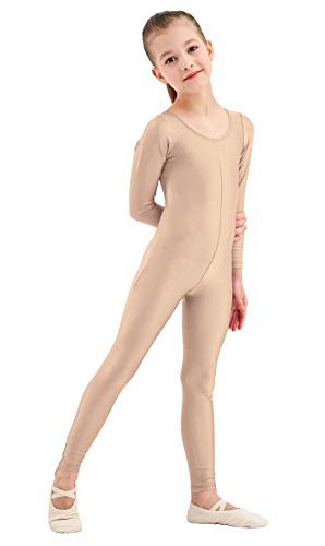Image of Kepblom Girls Scoop Neck Long Sleeve Unitard Bodysuit Dancewear For Child