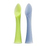 Olababy 100% Silicone Soft-Tip Training Spoon for Baby Led Weaning 2pack (Kiwi/Blueberry)