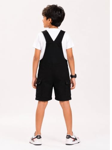Image of KiddoPanti Unisex Denim Cargo Dungaree Shorts | 69.1% Cotton 29% Spun Poly 1.9% Spandex | Above Knee Length | Soft Breathable Summer Dungaree