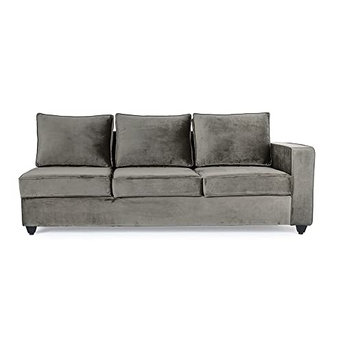 Image of Wakefit Sofa Set for Living Room | 3 Year Warranty | L Shape Sofa, Sofa Set, Wooden Sofa Set for Living Room, 3 Seater Sofa + Left Aligned Chaise - Napper (Velvet Fabric, Tuscan Tan)