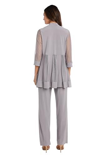 R&M Richards Women's 2-Piece Pantsuit W/Sheer Sleeve Beaded Mock Top - Evening, Wedding & Mother of The Bride Outfit3