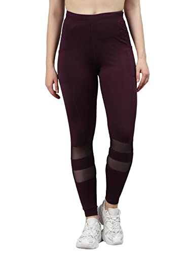 Image of BLINKIN Women's & Girl's Gym Wear Skinny Fit Mid Rise Tights Track Pant With Mesh Insert & Side Pockets : Ideal For Active Wear, Yoga & Workout - The Ultimate Gym Pants (6081)