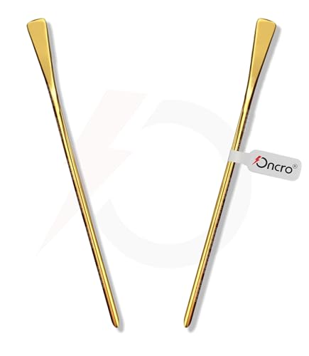 Image of Flat top Steel Gold color 2pc medium size Metal Sikh baaj baaz salai Hair Pin Needle stick silai for Religious Sardar ji Dastar Parna Turban Pagri Pag Patka 5ks Men Boys Girls alloy salaee