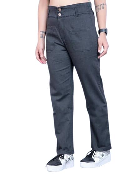Image of TWGE - Women's Mid Rise Straight Fit Pants - Relaxed Fit Cotton Trousers with Drawstring Waist - Lightweight Everyday Wear