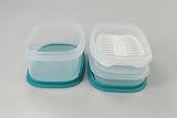 Original Tupperware TUPPERWARE Cool`N Fresh Junior 640ml(1)+260ml(2)+Gitter weiß(1)+Deckel türkis(2)